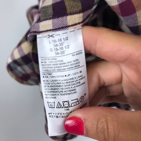 Banana Republic Standard Fit Checkered Button up Sz L - Picture 6 of 7
